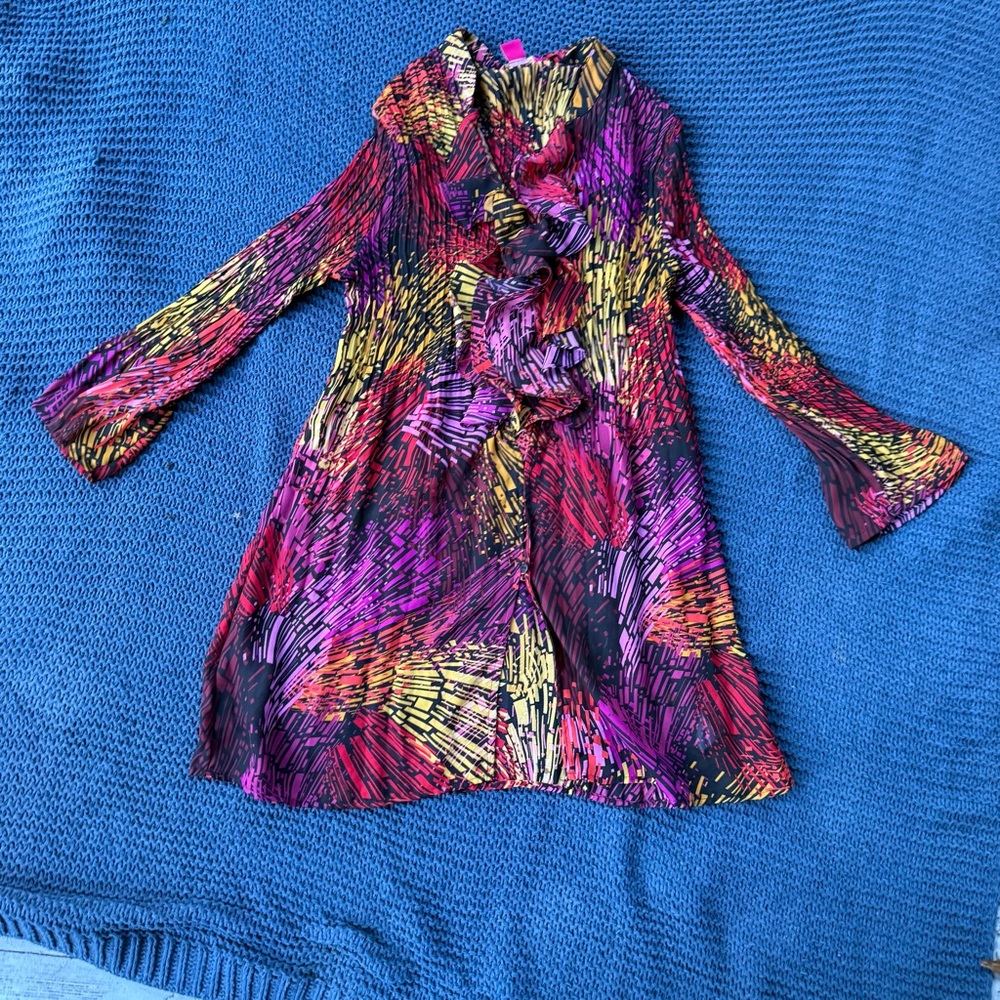 Y2K Ruffle Bell Sleeve Top Boho Peasant Vintage 2000s Hippie M Lorelei Gilmore